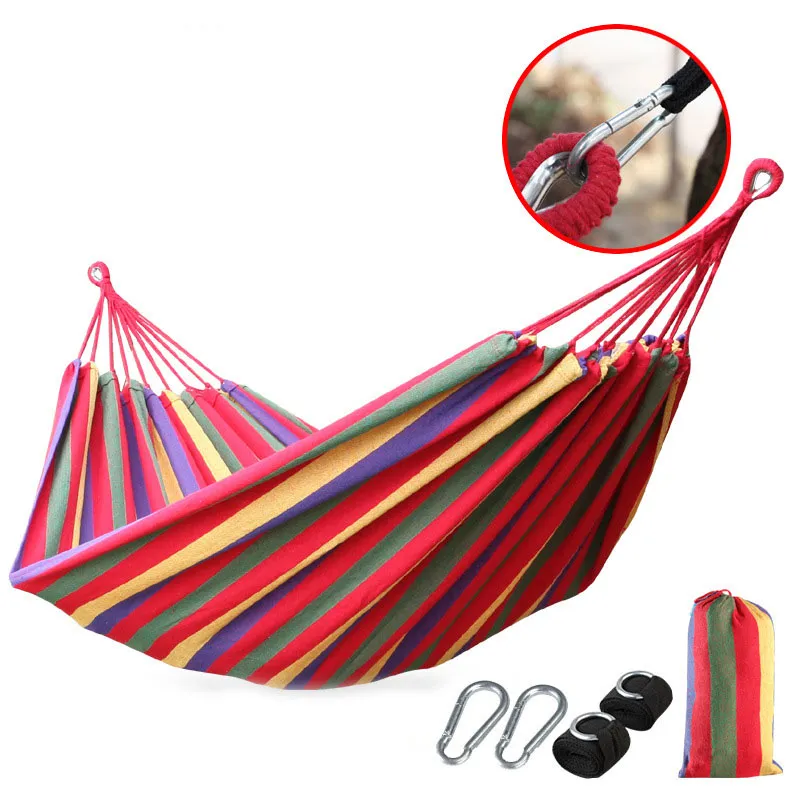 Tanlook Ultralight Camping Hammock Compact 2 Person Cotton Hammocks Multifunctional Hammocks with Hanging Rope Outdoor Leisure Swing Bed