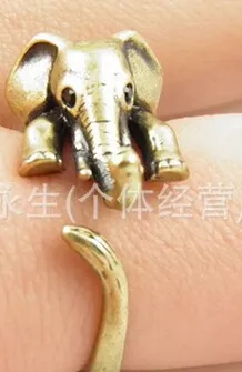 Olifant dier ringen voor vrouwen en meisjes leuke sieraden open ring zilver bruin kleur groothandel gift feest