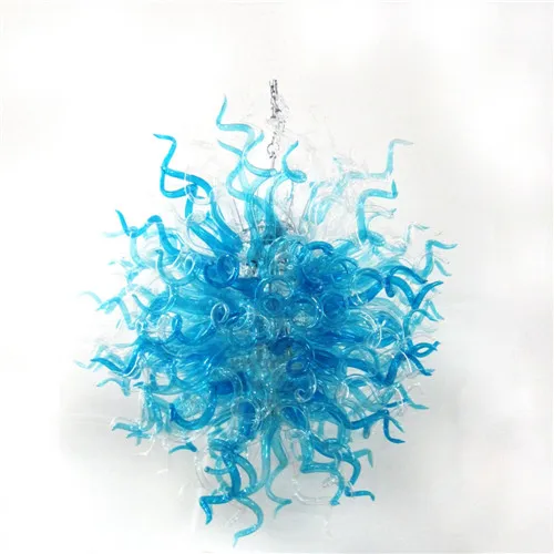 Lustre soufflé à la bouche bleu clair, lampes suspendues en cristal de verre de Murano de styliste pour décoration de mariage, LR1119