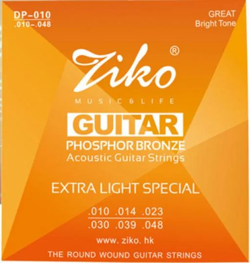 010-048 Ziko Acoustic Guitar Strings Instrumentos Musicais Phosphor Bronze Strings Guitarra Peças Atacado