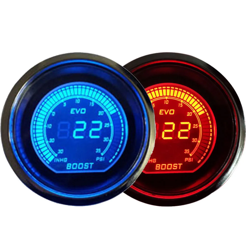 Digitales Manometer, 2 Zoll 52 mm hochgenaues Auto-Bar-Turbo-Boost-Manometer-Highlight  Rote LED-Digitalanzeige Luftdrucksensor-Kit Luftdruckmesser, hohe  Festigkeit und schnelle Reaktion : : Auto & Motorrad