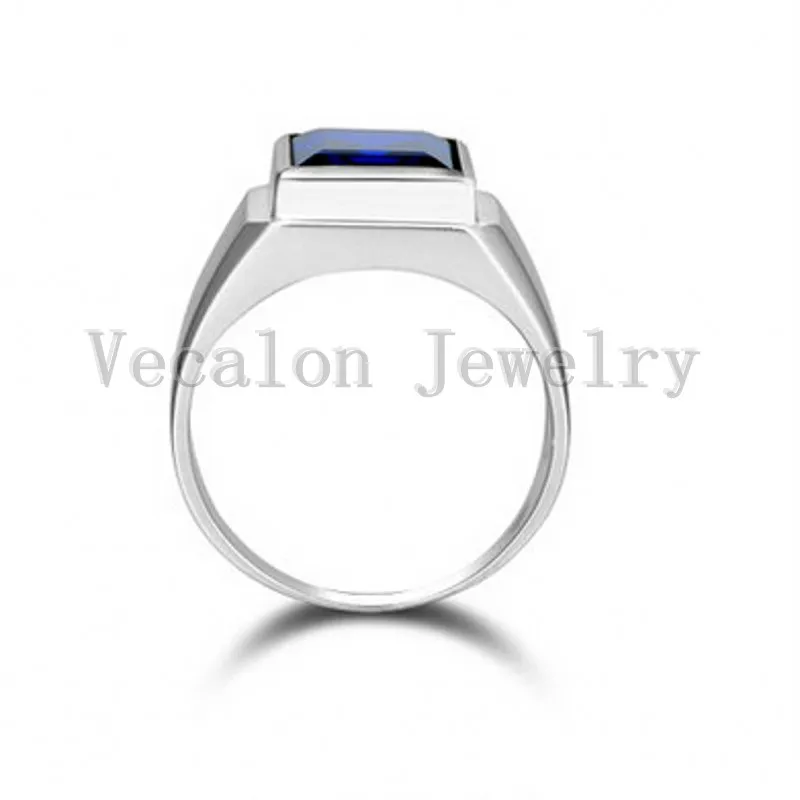 Anillo de banda de boda de joyería de moda Vecalon para hombres 8ct zafiro Cz diamante 925 anillo de dedo de compromiso masculino de plata esterlina