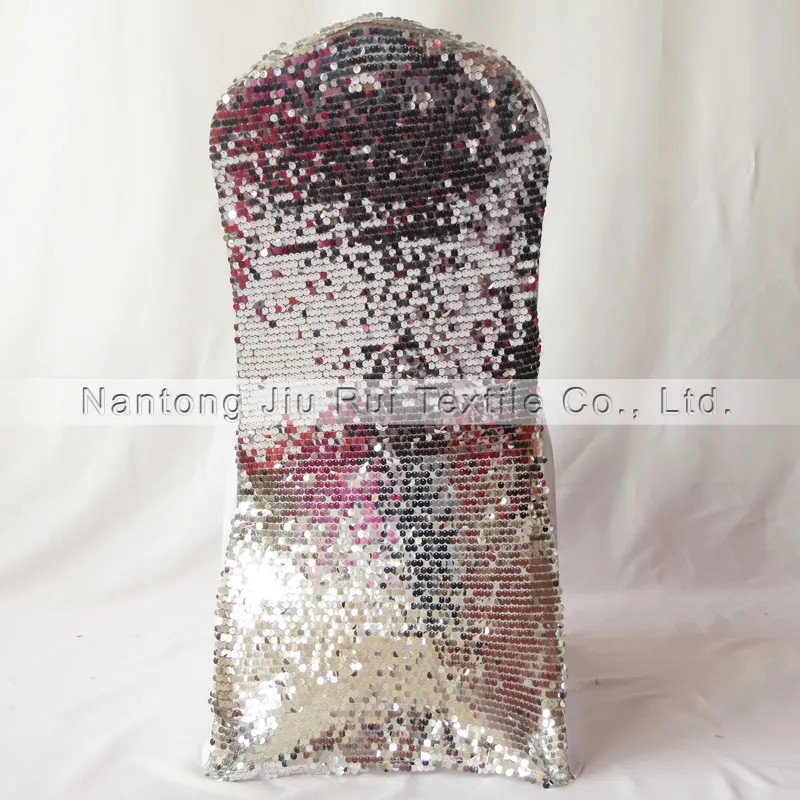 Oro Silver Sequin Back lycra banquete silla cubierta 20 unids para bodas hotel