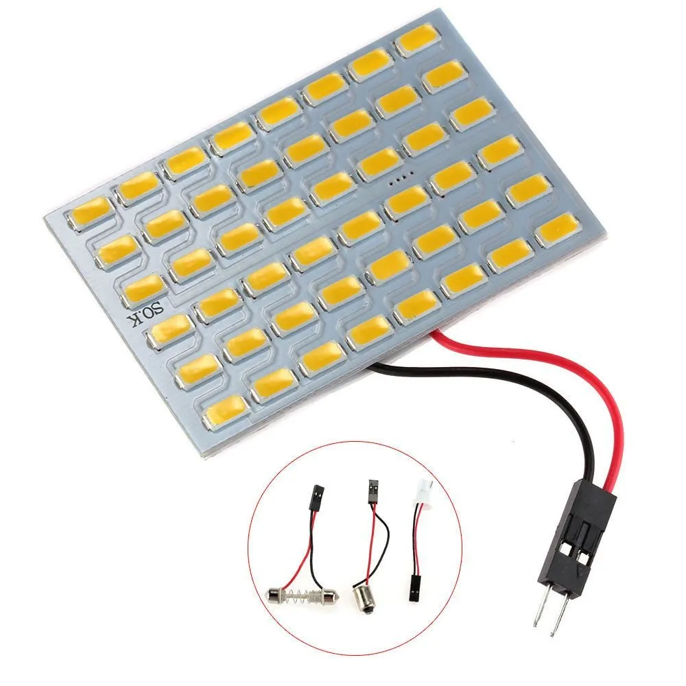 Belysning Auto Vehicle Car White 5630SMD 48 LED Dome Light Panel Interior Bulb Festoon T10 BA9S DC 12V