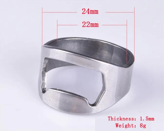 2016 Portable Silver color Stainless Steel Beer Bar Tool Finger Ring Bottle Opener bottel favors 24mm-22mm 