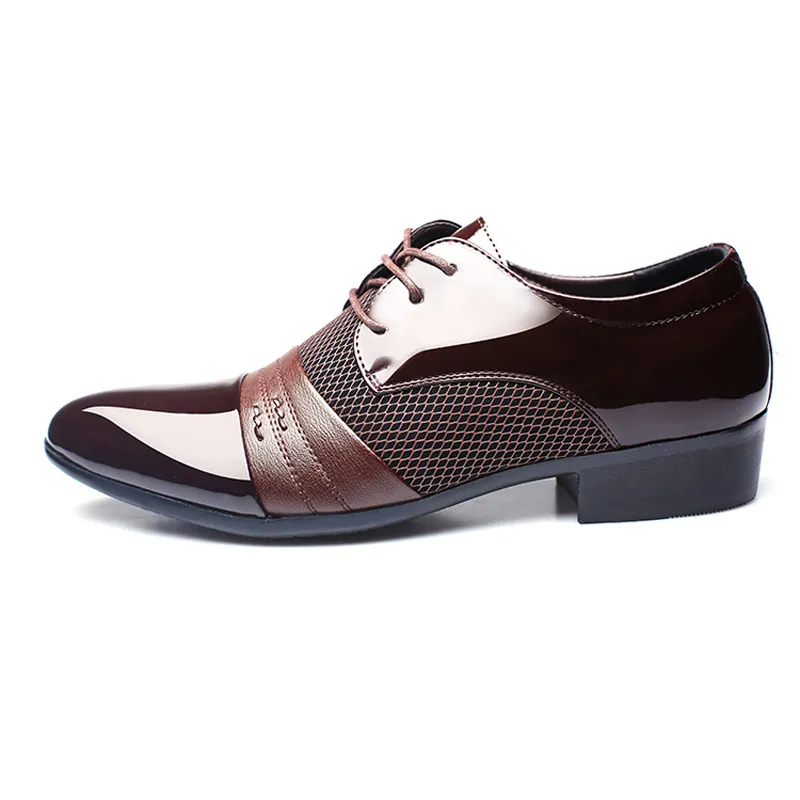 Мужские платье обувь мужчины бизнес плоская обувь черная коричневая дышащая дышащая нижняя часть мужчин формальные офисные туфли плюс размер