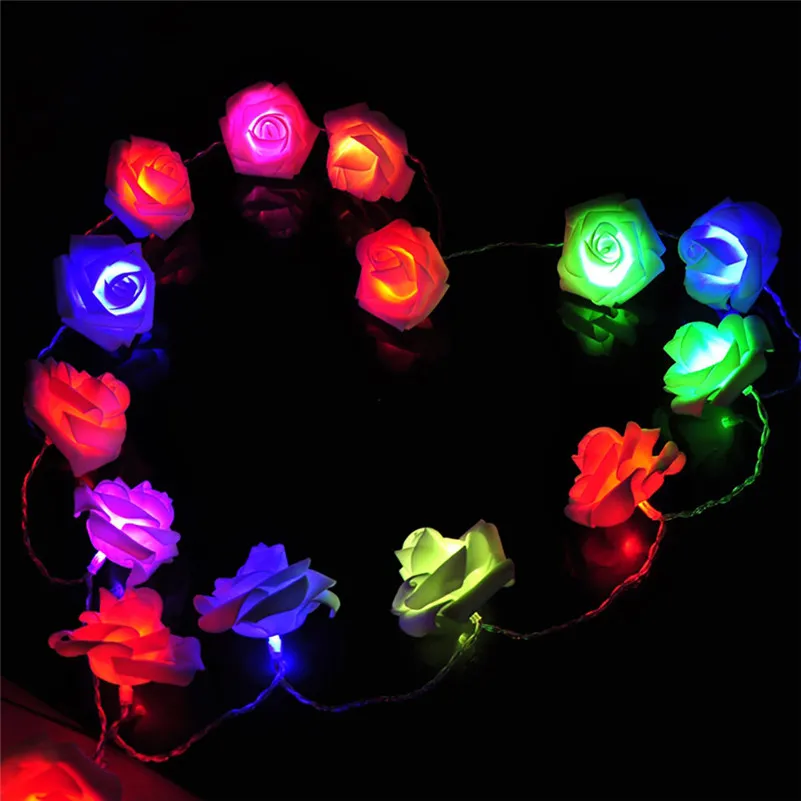 Праздник моды цветок розы огни строки 2 м 20 шт. из светодиодов Фея для свадьбы Рождество украшения