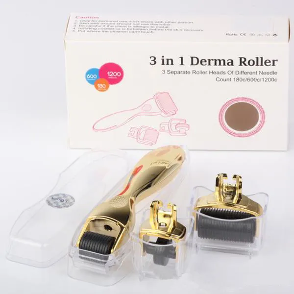 High Quality 3 in 1 Micro Dermaroller With 180 Pins /600 Pins /1200 Pins For Eyes Face And Body Treatment Derma Skin Roller Skin Care