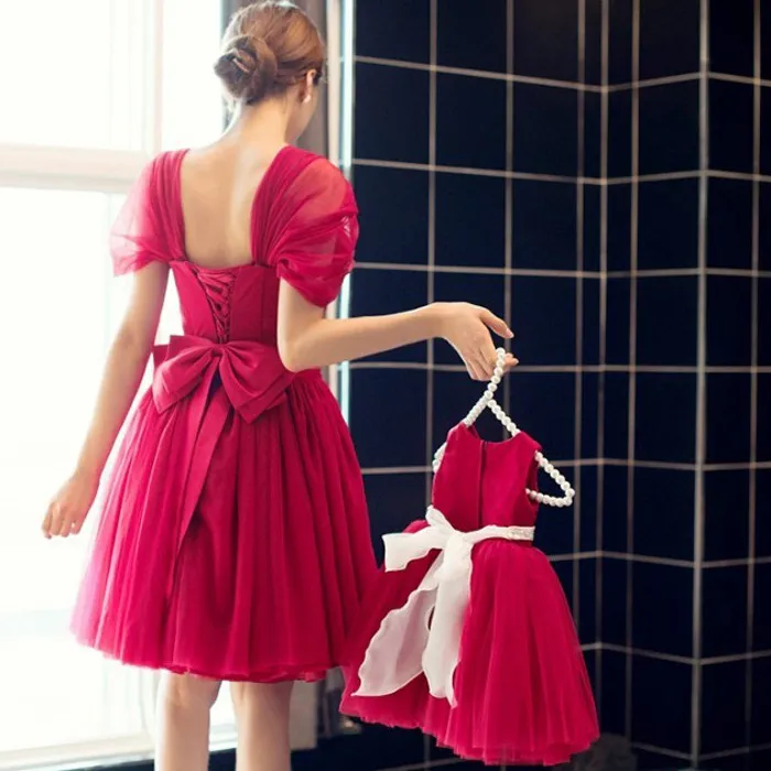 Vestido de verano con tutú rojo sencillo, flor de marfil para niñas de 80-140cm, fiesta de boda, Vestidos de primer cumpleaños para bebés de 1 a 10 años