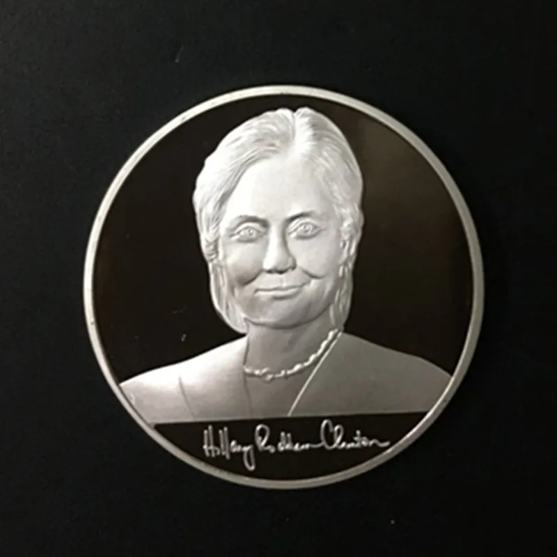 10 pezzi Hillary Clinton The 2016 United States Candidate argento e set di monete in metallo placcato oro reale 24K