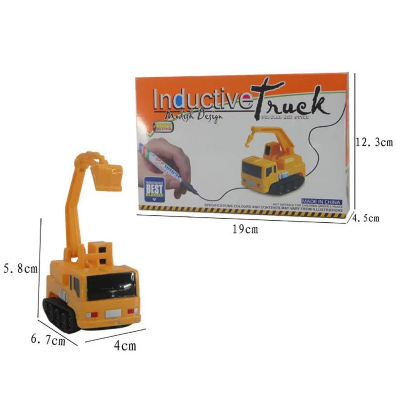 Engineering Voertuigen Inductive Intelligence Development Truck getekend door Mini Magic Pen Kinderwagen Auto Speelgoed Getrokken Railwagen