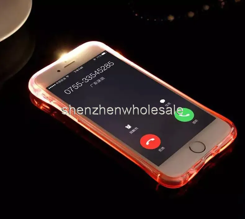 Tanie TPU + PC LED Flash Light Up Case Przypominaj przychodzącą pokrywę połączenia dla iPhone XR XS Max 8 Plus Samsung S8 S8 + NOTE9 8