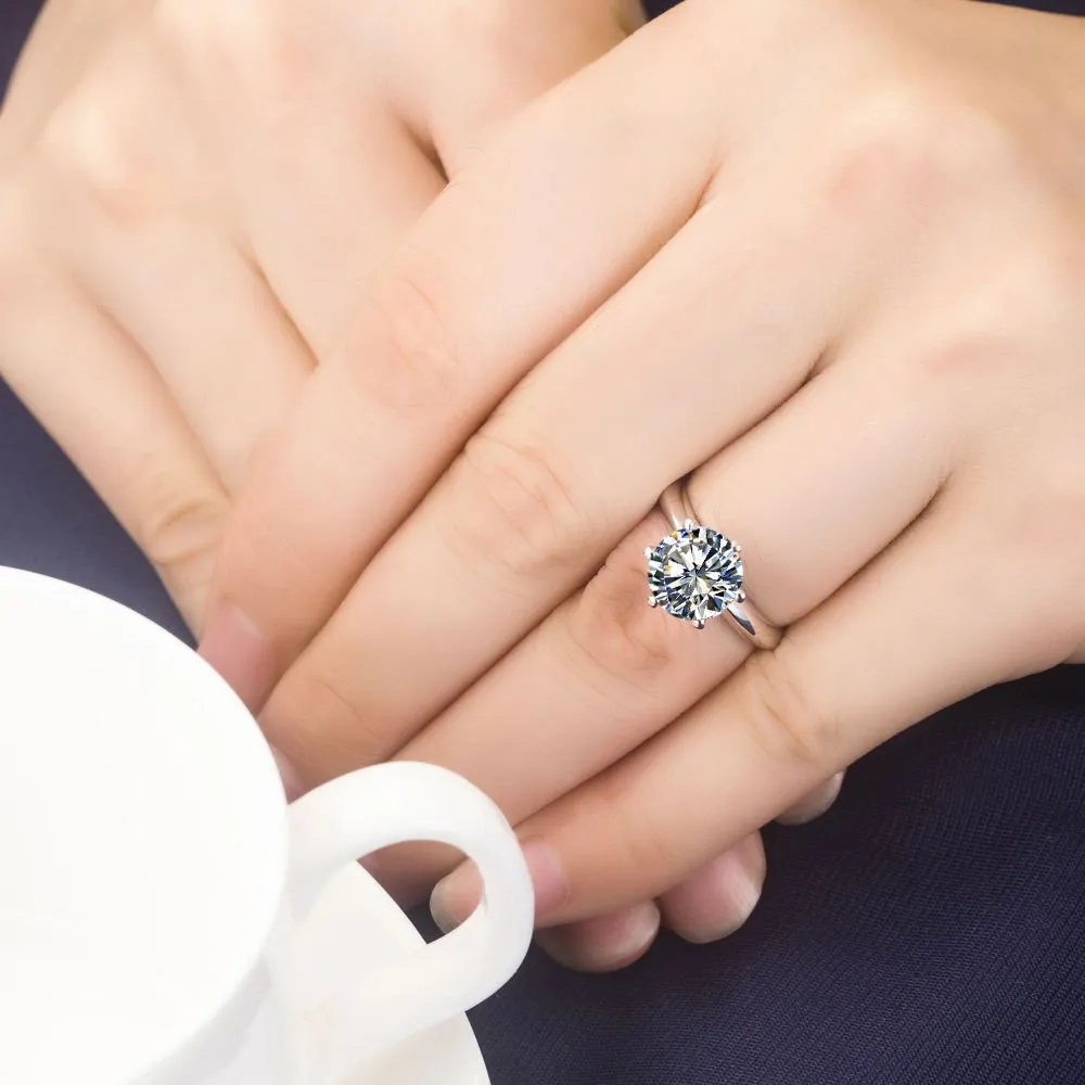 Vecalon 2016 mode neue hochzeit ring für frauen 2ct simulated diamant cz 925 sterling silber weibliche verlobungsband fingerring