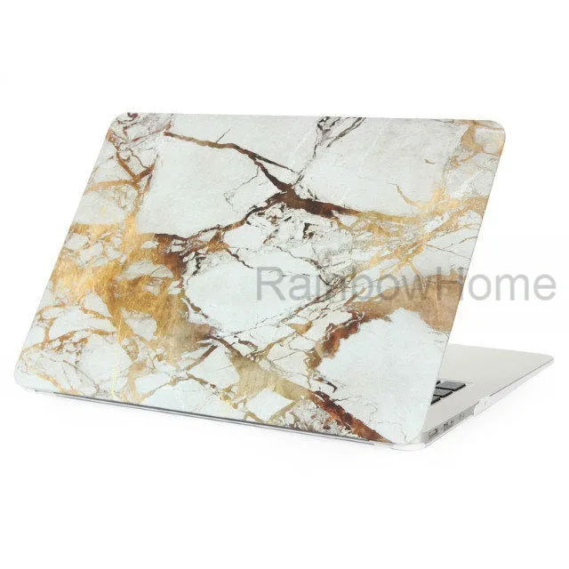 Sert plastik kristal kasa kapak MacBook Air Pro retina 12 13 15 16 inç su çıkartma mermer desen kutuları için koruyucu kabuk