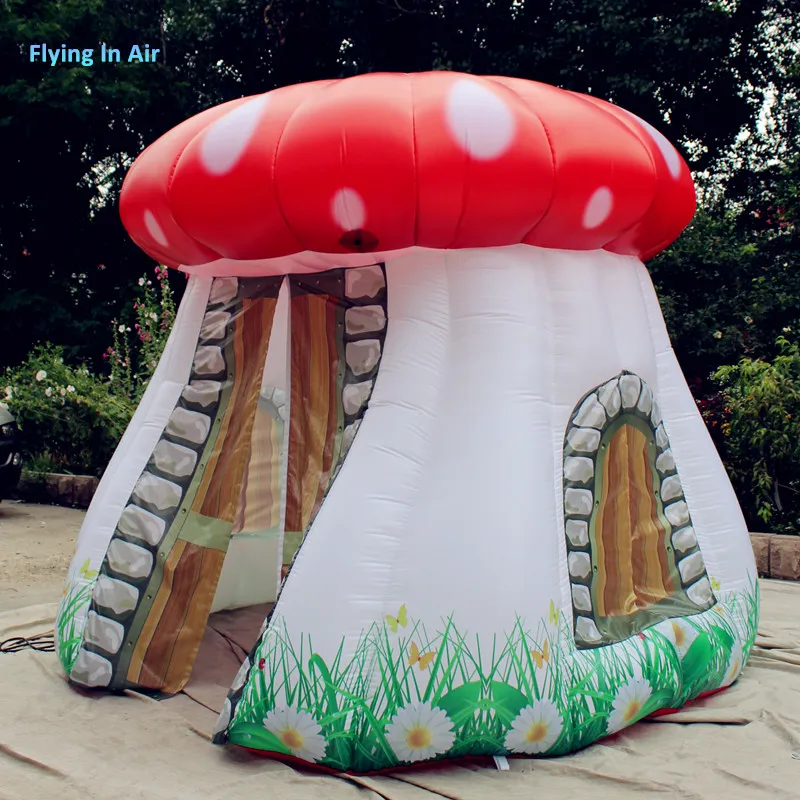 Cabane gonflable à champignons, petite tente de 3m, cabine rouge, Tunnel à  champignons soufflé à l'air pour Parents-enfants, décoration de campagne et