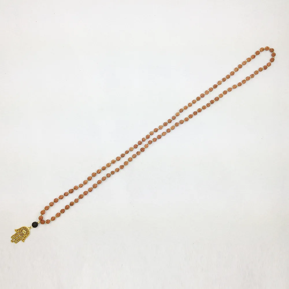 ST0244 Hamsa collier Mala fait à la main Yoga méditation énergie collier perles africaines colliers