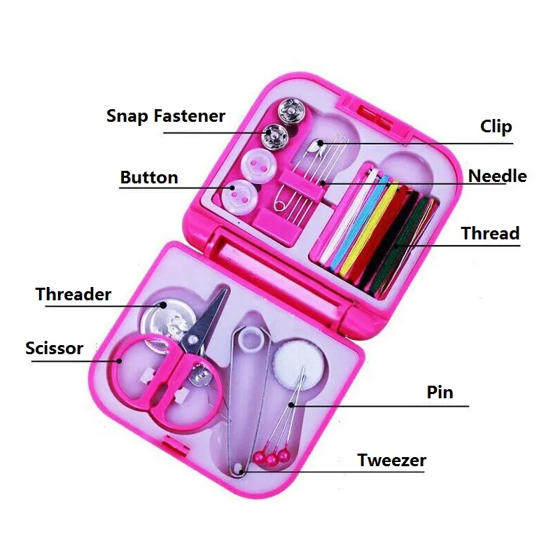 Portable Travel Sewing Kit Of Thread Needles, Mini Plastic Case