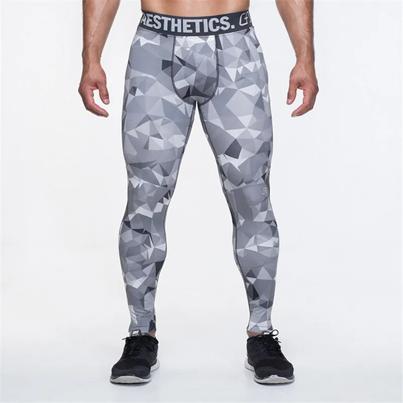 Camo mens compressão calças altas elásticas homens corredores de fitness roupas finas fit calças de esportes roupas