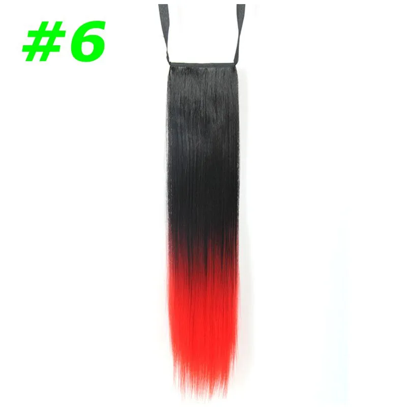 Ombre Ponytails 합성 스트레이트 포니 테일 드로 스트링 리본 헤어 조각 20 인치 150g 헤어 익스텐션 패션 스타일