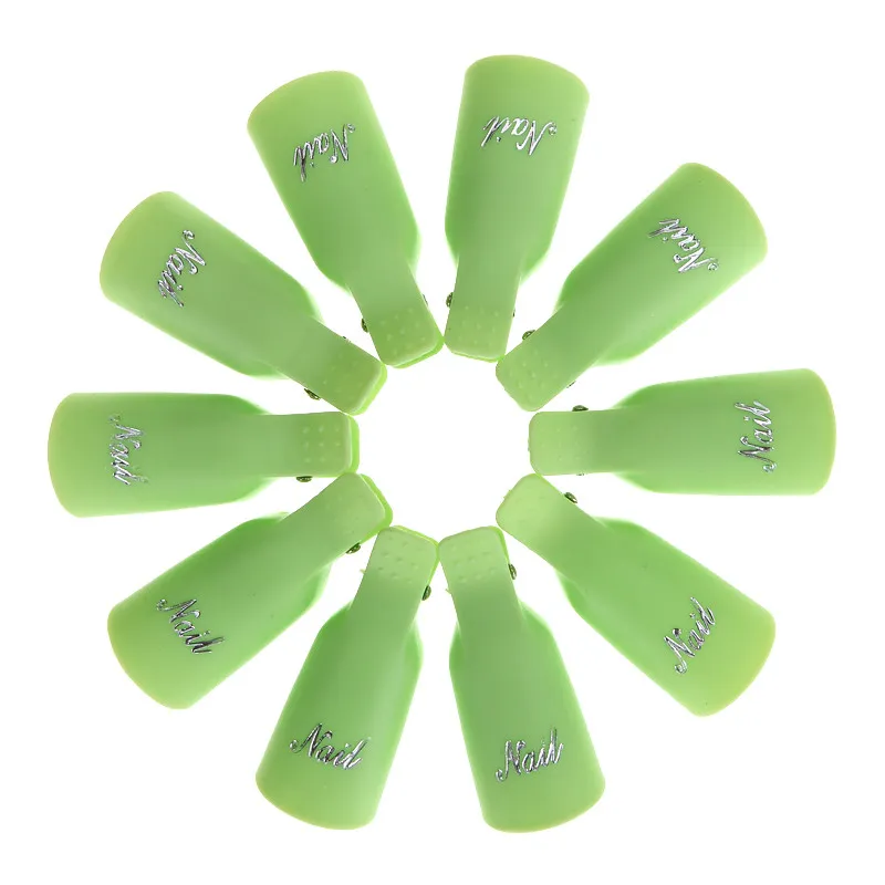 10 Stück Kunststoff-Nagelkunst-Soak-Off-Kappen-Clip, UV-Gel-Nagellackentferner, Wickelwerkzeug, Flüssigkeit zum Entfernen von Lack, Nagelreiniger-Entferner