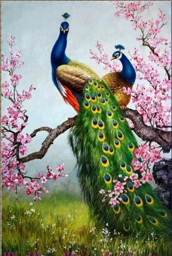 Beautiful Peacock Hand Spainted Art Art Painting su tela Qualità del museo in qualsiasi dimensione scelta
