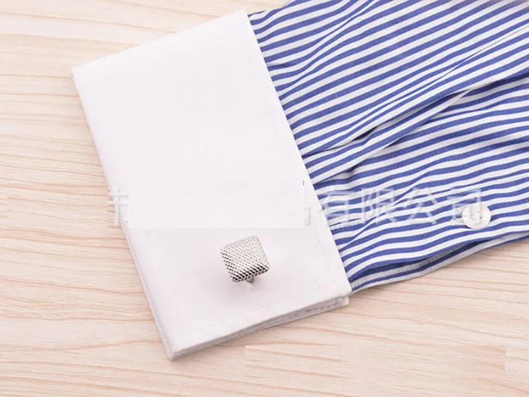 Mankiety Linki Srebrny Tone Square Shaped Cufflinks Stop Cufflink Do Koszula Wedding Cufflinks Ojca Dnia Prezenty dla Męskie Biżuteria Mankiety