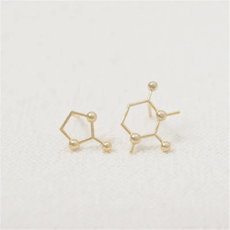 2016 new fashion stud earrings, scientific elements molecules button earrings wholesale women holiday best gift