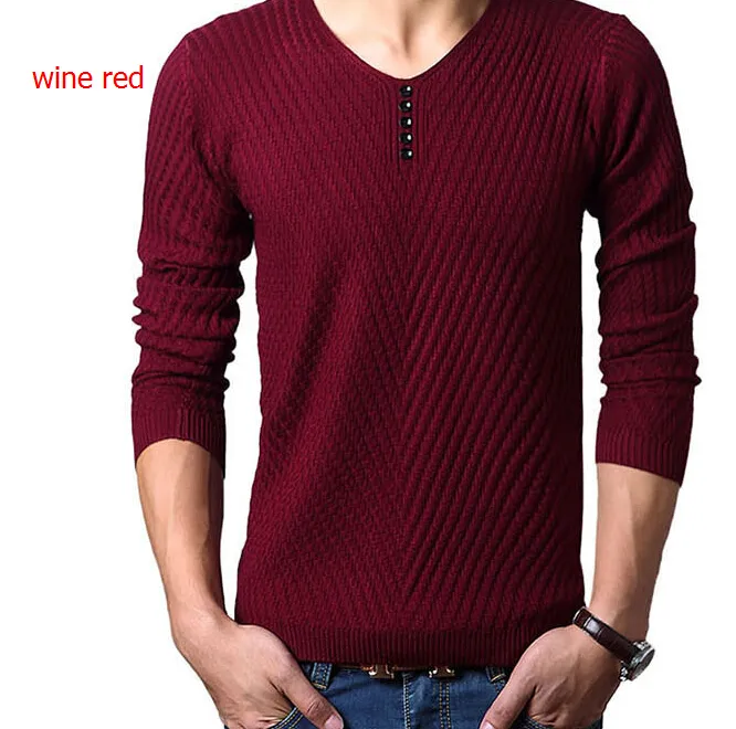 2016 Autumn Winter Brand Casual V-Neck Sweater mens Cashmere Wool Slim Pullover christmas sweater men Dress Knitted Sweater