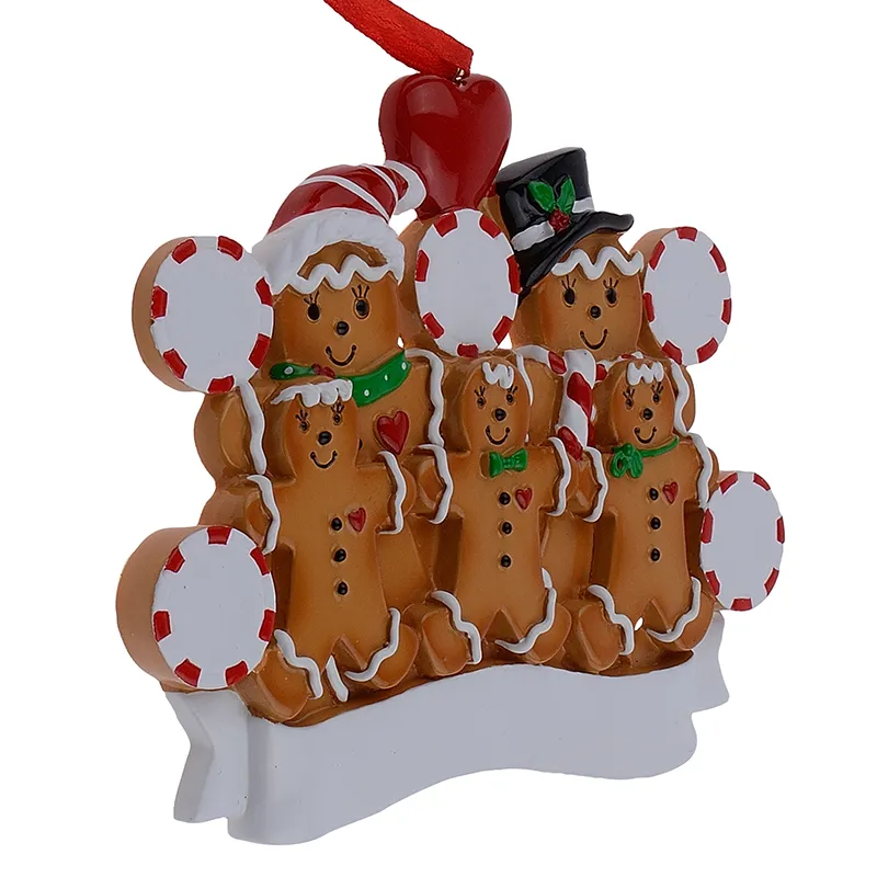 Maxora Gingerbread Family z 5 żywicy Malowanie ręczne ozdoby świąteczne z czerwonym jabłkiem jako spersonalizowane prezenty na imprezę wakacyjną DEAME DEADA