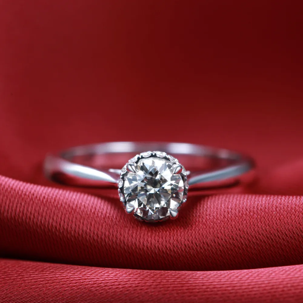 Продвижение 100% Чистое твердое серебряное кольцо с S925 Stamp Real 925 Серебряное кольцо 7 мм 2 карат CZ Diamond Warding Rings для женщин