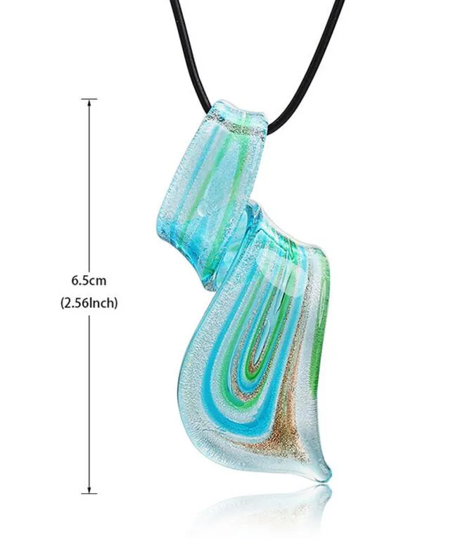 Flama Glitter Murano Lampwork Üflemeli Venedik Cam Kolye Kolye ve Küpe Takı Setleri El Yapımı Moda Takı