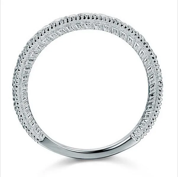 Solide Sterling 925 Argent Bande De Mariage Éternité Bague Bijoux En Gros Vintage Style Art Déco Diamant Simulé