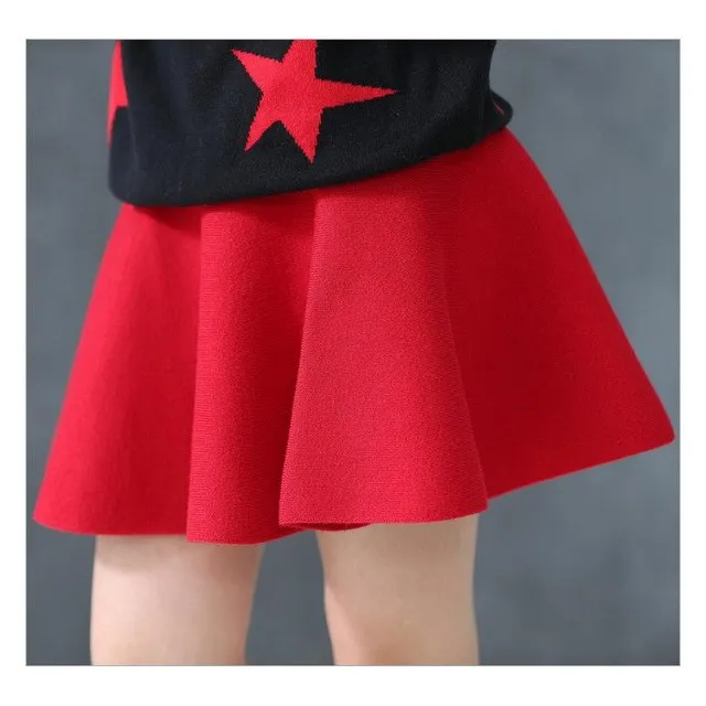 2016 Children Girl Waist Skirt Kids Wool Knit Skirt Red Black Baby Tutu Skirt Pettiskirt Tutu Skirt Children Vestidos Infantil