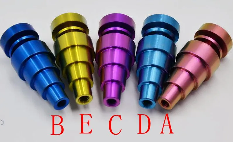 Anodized colorful Titanium Nail 10mm&14mm&19mm 6 IN 1 domeless Gr2 titanium nails, with male and female joint Adjustable Titanium Nails