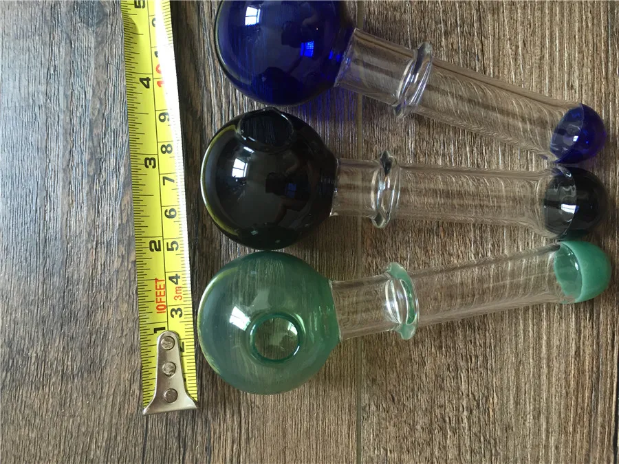 12cm lång med 16mm od boll 40mm stor blandad färgstark pyrex glas stor oljebrännare rör glas oljebrännare glasrör tobaksrör