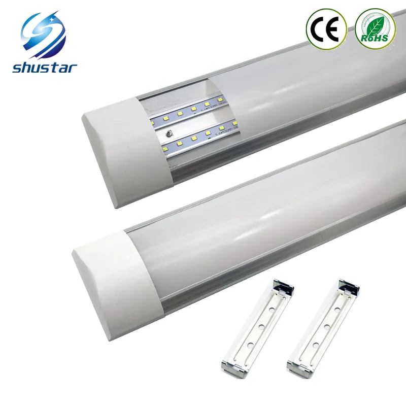 Yüzeye Monte LED Batten Çift Sıra Tüpleri Işıkları 2ft 4ft T8 Fixture Purificiati LED Tri-geçirmez Işık Tüp 18 W 36W AC 110-240 V