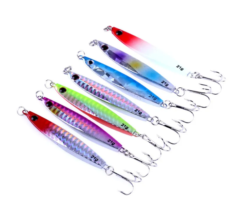 뜨거운 금속 회 전자 숟가락 낚시 crankbait 21g 아연 합금 하드 미끼 조심 스피어 훅이있는 Spear 모양 미끼 금속 유혹