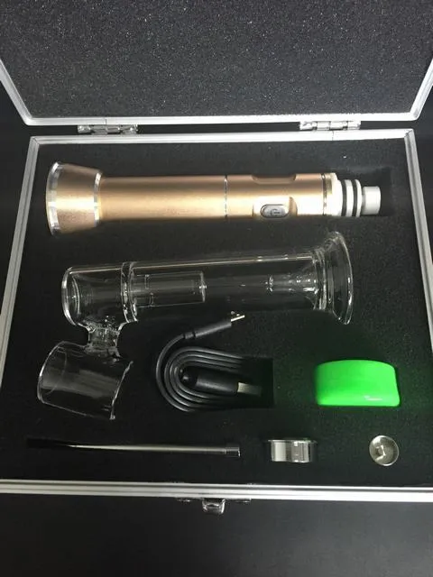 High quality G9 portable glass hookah smoking light oil rig wax vaporizer kit with 2500mah dry herb rechargeable battery