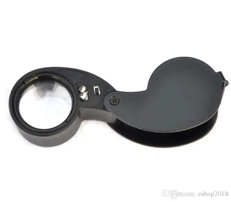 Folding 40x 25mm glasögon Magnifier smycken titta på kompakt lupa led ljuslampa förstoring glasmikroskop lupas de dumento loupe6240185