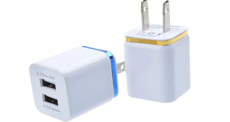 500 шт. / лот для Ipad Samsung Dual USB Wall Charger US / EU Plug 2.1 A+1A USB зарядное устройство адаптер