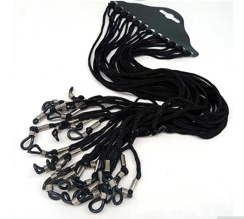 120 pçs/lote 12 pçs/cartão de exibição preto barato clássico óculos cordão corda corda corrente cinta cabo espetáculo