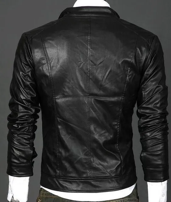Latest men leather jackets concise slim fit jackets casual Leather short jackets double slant pocktes below s-3xl honest sale
