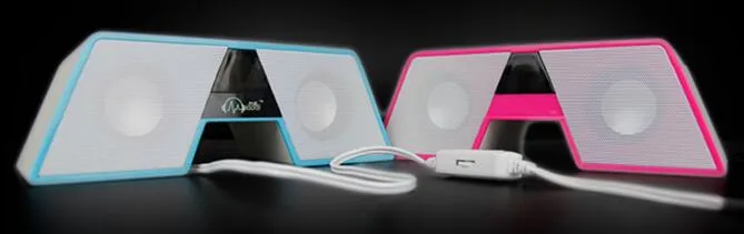 Wholesale Happy bridge shape 2.0 Multimedia Desktop Speaker with LED colorful lights volume control for PC/Laptop/Smartphone audio subwoofer