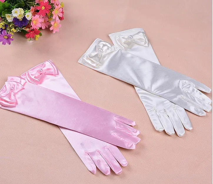 Princess Girls Gloves قفازات حريرية طويلة قفازات للأطفال