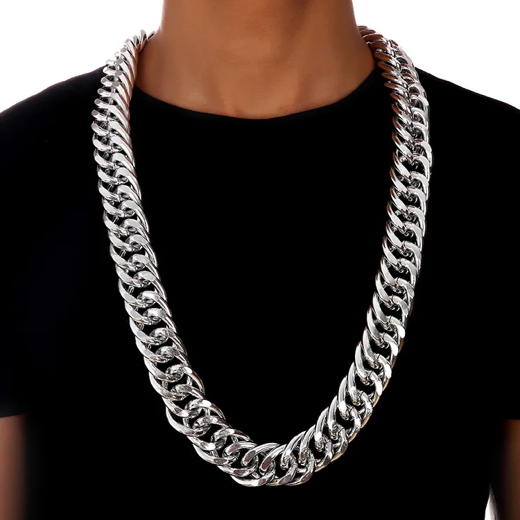 Aluminum 18K Gold Plated Extra-coarse 2.6cm Exaggerated Long Chains Necklace Hip Hop Jewelry Hip Hop Singer Street Dance Hipster Men Chains