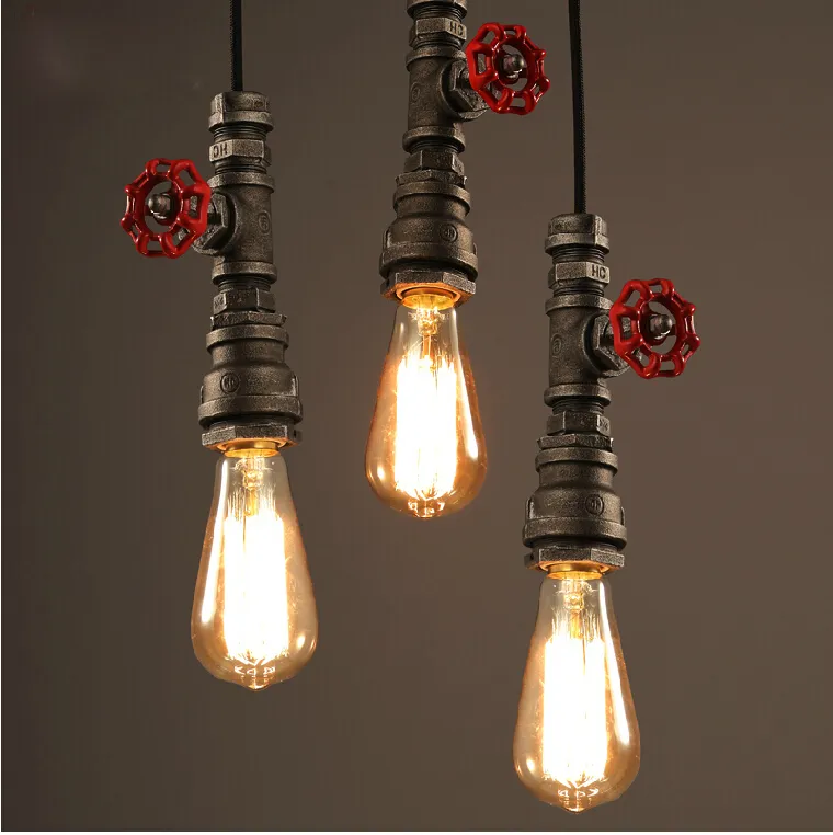 Nouveau Vintage Conduite D'eau Pendentif Lumières Industrielles Edison Ampoule Pendentif Lampes Loft Rétro DIY Bar Plafonniers Luminaire Luminarias