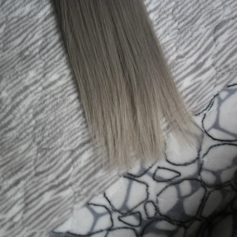 Silver Grey Hair Extensions Seamless Remy 100g Tape In Human Extensions 100g  PU Skin Väftband Hårförlängningar Hårprodukter