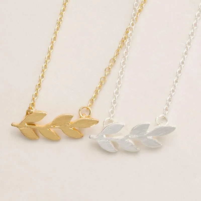 Everfast Wholesale Bohemian Gold Silver Plated Organic Laurel Tree Leaf Necklace Leaves Pendant Necklace Plant Fashion Jewelry