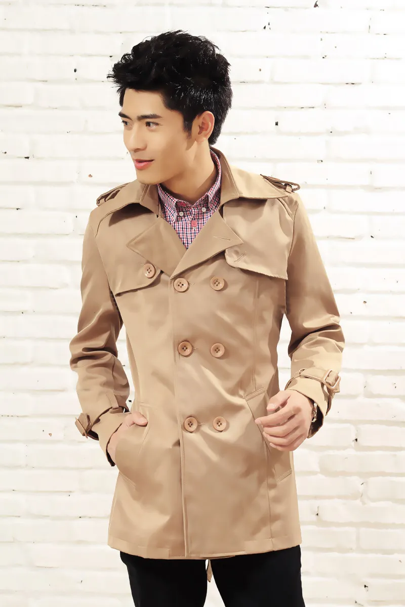 2016 Winter Charm Men Vintage Trench coat Elegant Man Windproof Coat Black,khaki M-4XL Classic Design Men Trench Coat