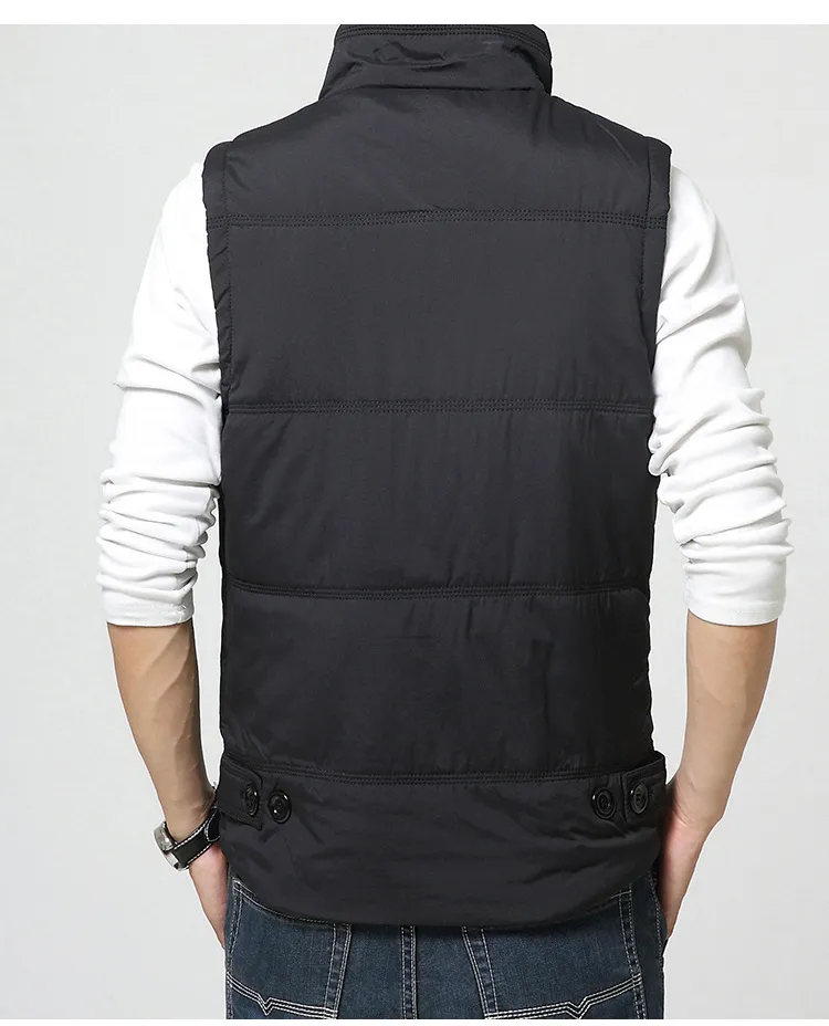 GÜZ-Fermuar Yapış Placket Kış Adam Casual Yelek Artı Boyutu M-3XL Marka Yeni Cep Tasarım Mandarin Yaka Erkekler Sıcak Yelek